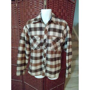 Vintage Pheasant Hunt MWG Plaid Button Up Shirt Mens Small 1970s Flannel